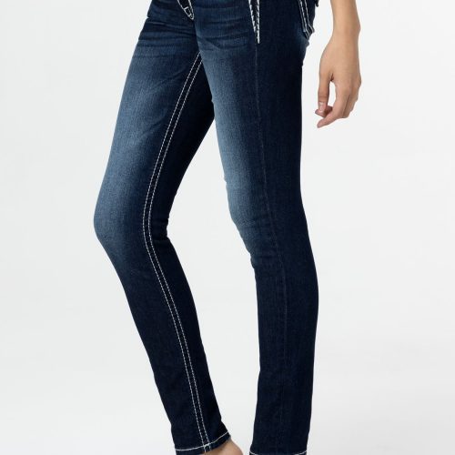 Loose Saddle Stitch Border Skinny Jeans